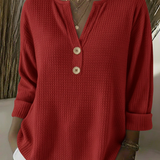 Lucia | Textured Henley T-Shirt with Buttons