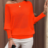 Off-shoulder sweater with puff sleeves for women – Elegant and comfortable knitwear