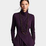 Teresa - Asymmetrical Maxi Dress in Knit with Roll Neck