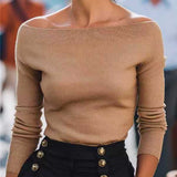 Women's off-the-shoulder knit sweater - Soft and modern