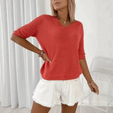Women's V-neck jumper with mid-length sleeves – Casual and refined
