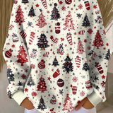 Imke | Christmas Jumper in White with Fir Trees and Baubles