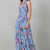 Belladina | Romantic Cascading Rose Maxi Dress with American Neckline