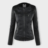 Ohnne | Modern leather jacket with a hood and timeless design