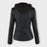 Ohnne | Modern leather jacket with a hood and timeless design