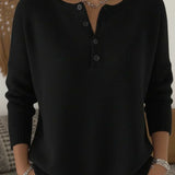 Ernesta | Knit Sweater with Henley Buttons