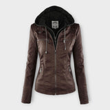 Ohnne | Modern leather jacket with a hood and timeless design