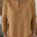 Ernesta | Knit Sweater with Henley Buttons