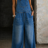 Phoebe | Elasticated-Waist Denim Dungarees