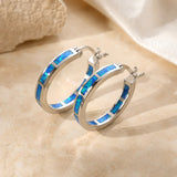Blue Fire Opal Halo Earrings