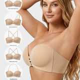 Convertible Strapless Front-Closure Push-Up Bra