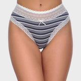 Cotton Seamless Printed Lace Stripe Briefs (5 Pack)