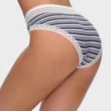 Cotton Seamless Printed Lace Stripe Briefs (5 Pack)