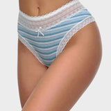 Cotton Seamless Printed Lace Stripe Briefs (5 Pack)