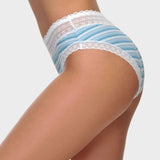 Cotton Seamless Printed Lace Stripe Briefs (5 Pack)