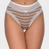 Cotton Seamless Printed Lace Stripe Briefs (5 Pack)