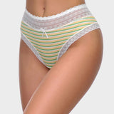 Cotton Seamless Printed Lace Stripe Briefs (5 Pack)