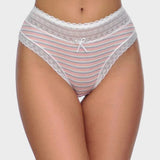 Cotton Seamless Printed Lace Stripe Briefs (5 Pack)