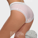 Cotton Seamless Printed Lace Stripe Briefs (5 Pack)