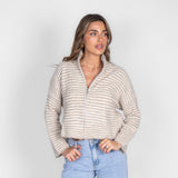 Striped Zip Cardigan