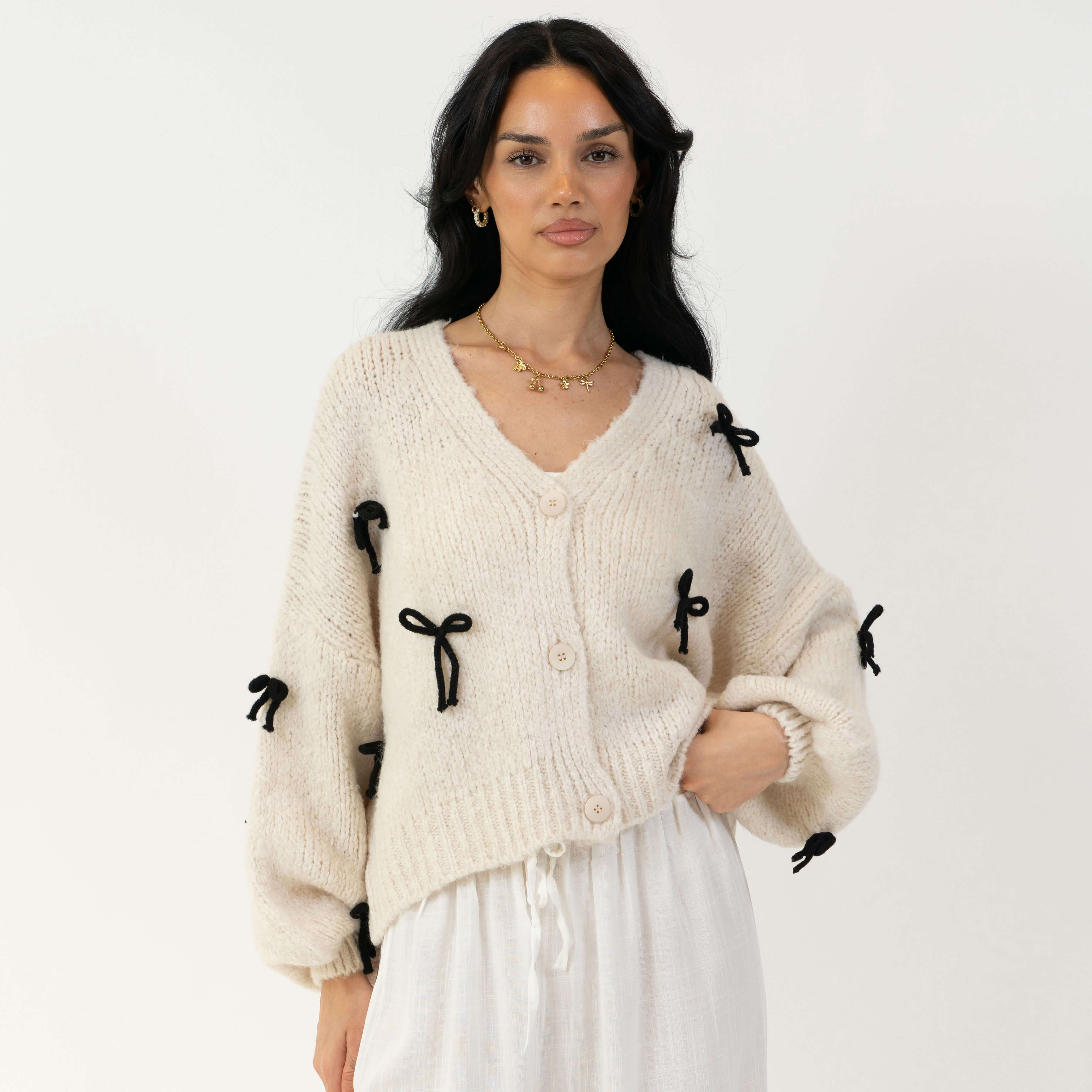 Oversized Mini Bow Cardigan