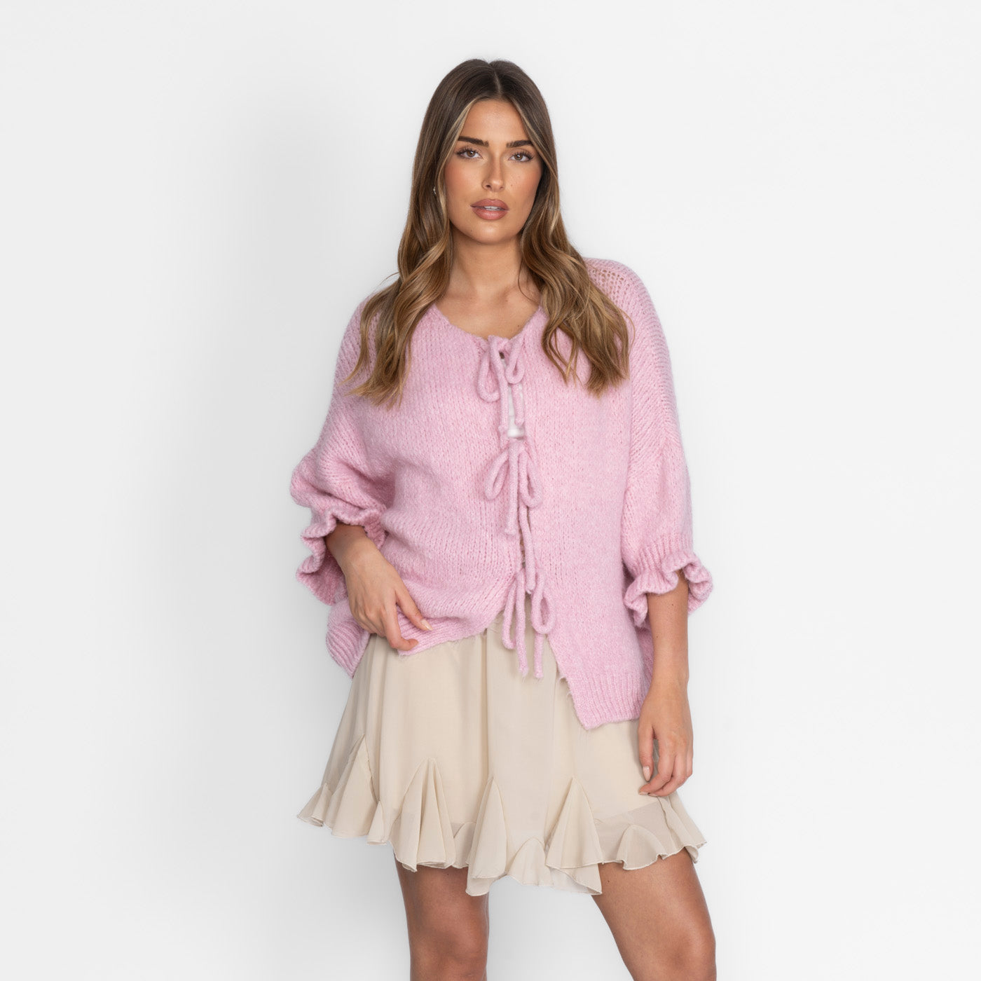 Oversized Tulip Cardigan with Bows