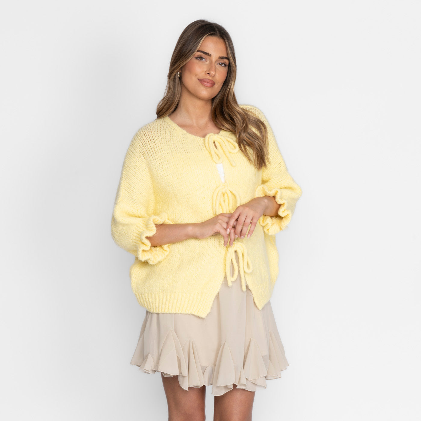 Oversized Tulip Cardigan with Bows