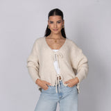 V-Neck Bow Cardigan