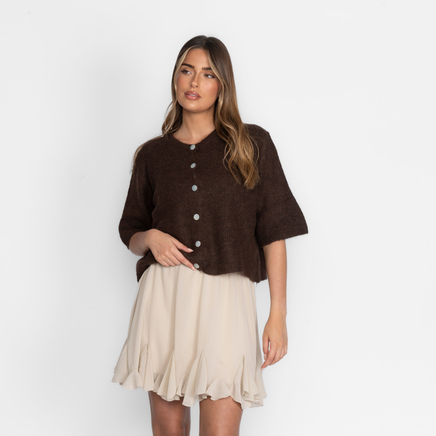 Short Sleeve Knitted Cardigan