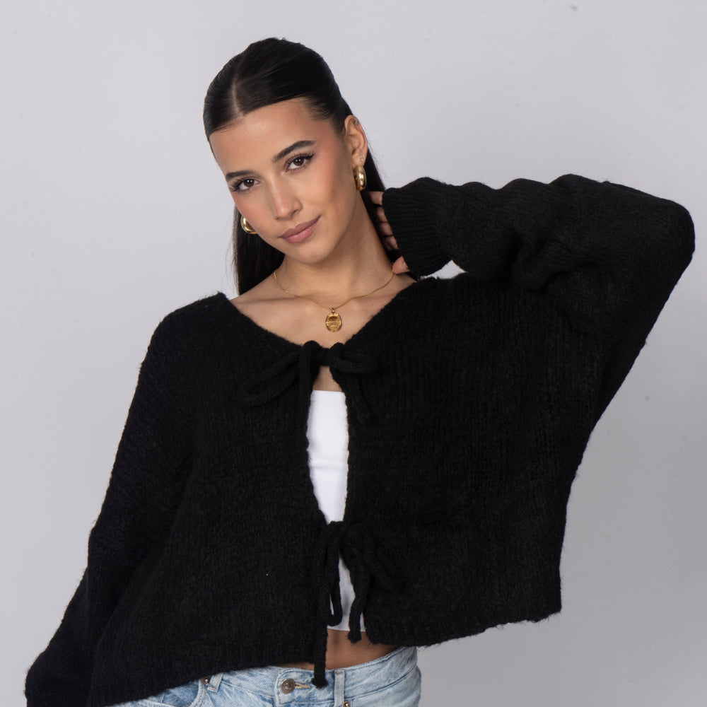 V-Neck Bow Cardigan