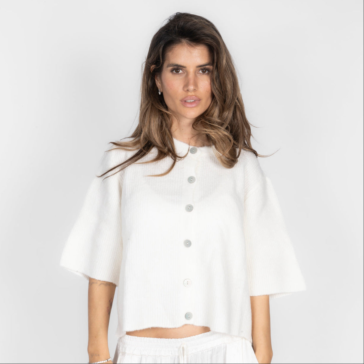 Short Sleeve Knitted Cardigan