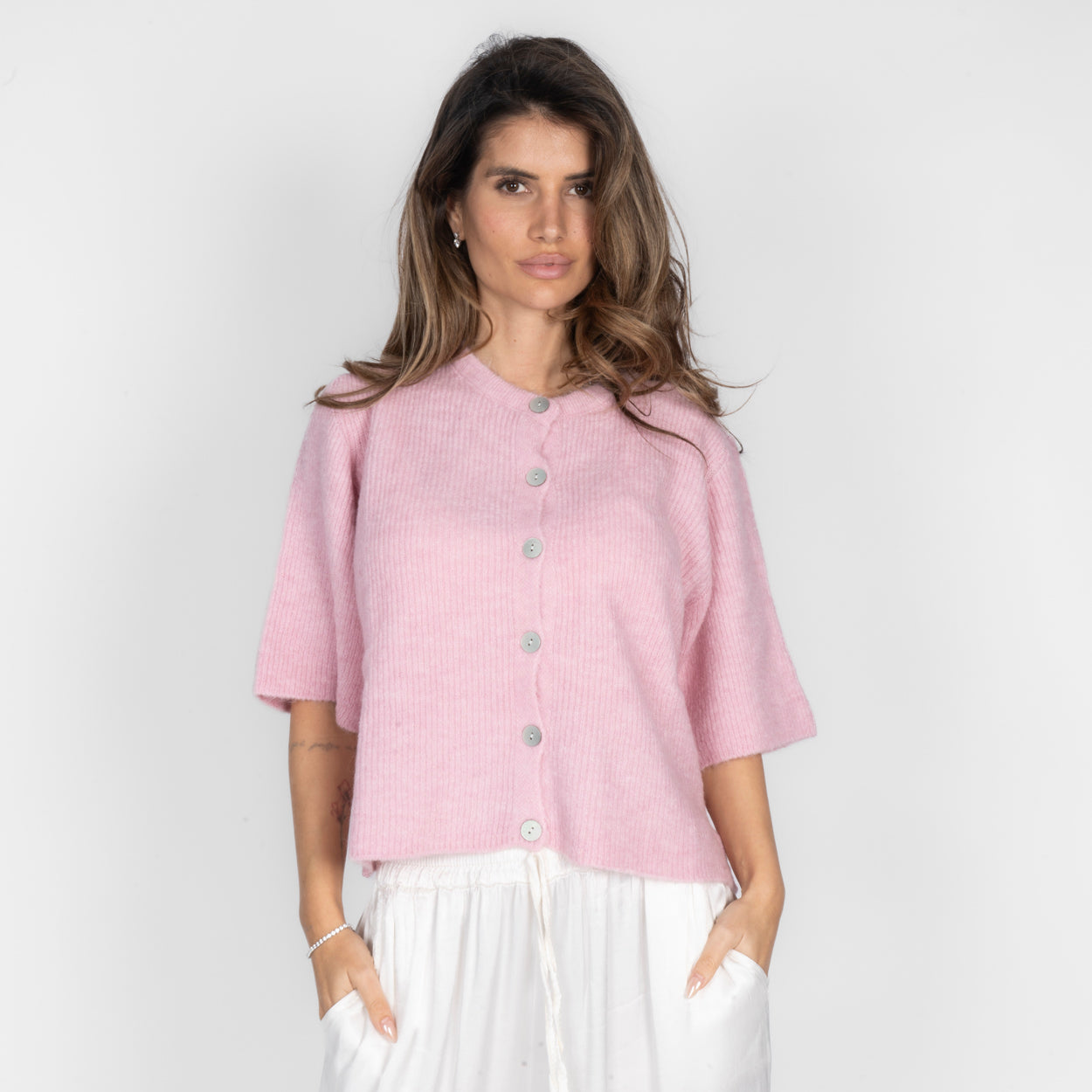 Short Sleeve Knitted Cardigan