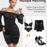 Deep V Push-Up Underwire Bra with Rhinestone Strap