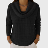 Liis | warm waffle-knit jumper with an elegant boat neckline