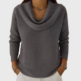 Liis | warm waffle-knit jumper with an elegant boat neckline
