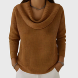 Liis | warm waffle-knit jumper with an elegant boat neckline