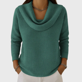 Liis | warm waffle-knit jumper with an elegant boat neckline