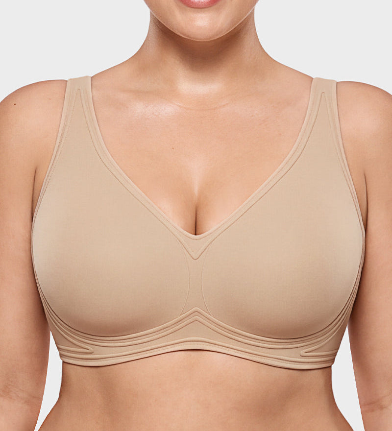 Full-Coverage Wireless V-Neck Support Bra