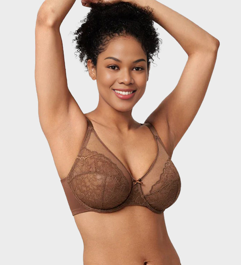 Full Coverage Lace Minimiser Bra - Petal
