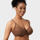 Full Coverage Lace Minimiser Bra - Petal