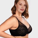 Full Coverage Lace Minimiser Bra - Petal