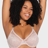 Full Coverage Lace Minimiser Bra - Petal