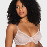 Full Coverage Lace Minimiser Bra - Petal