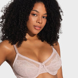 Full Coverage Lace Minimiser Bra - Petal