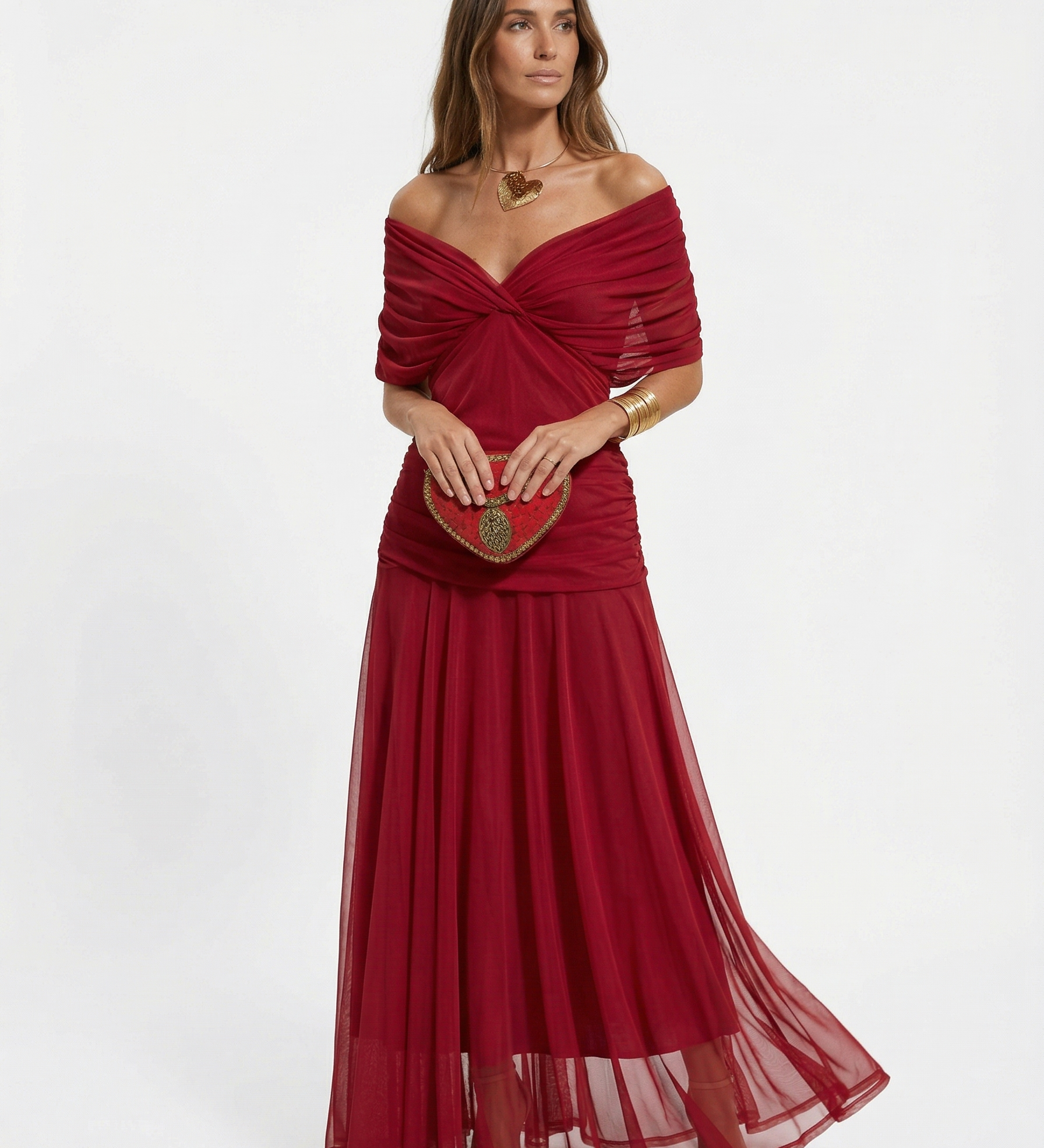 Long dress with V-neck