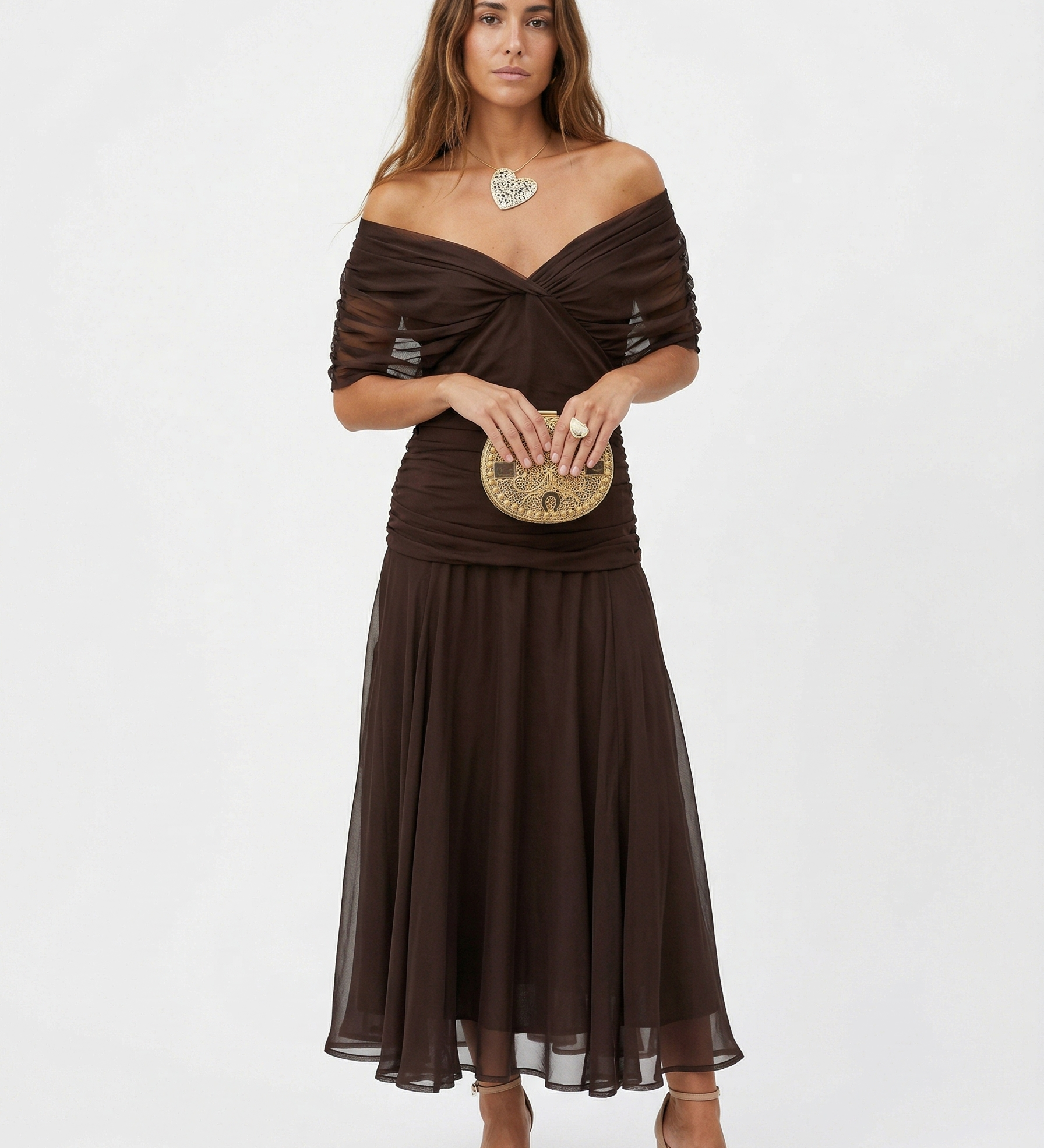Long dress with V-neck