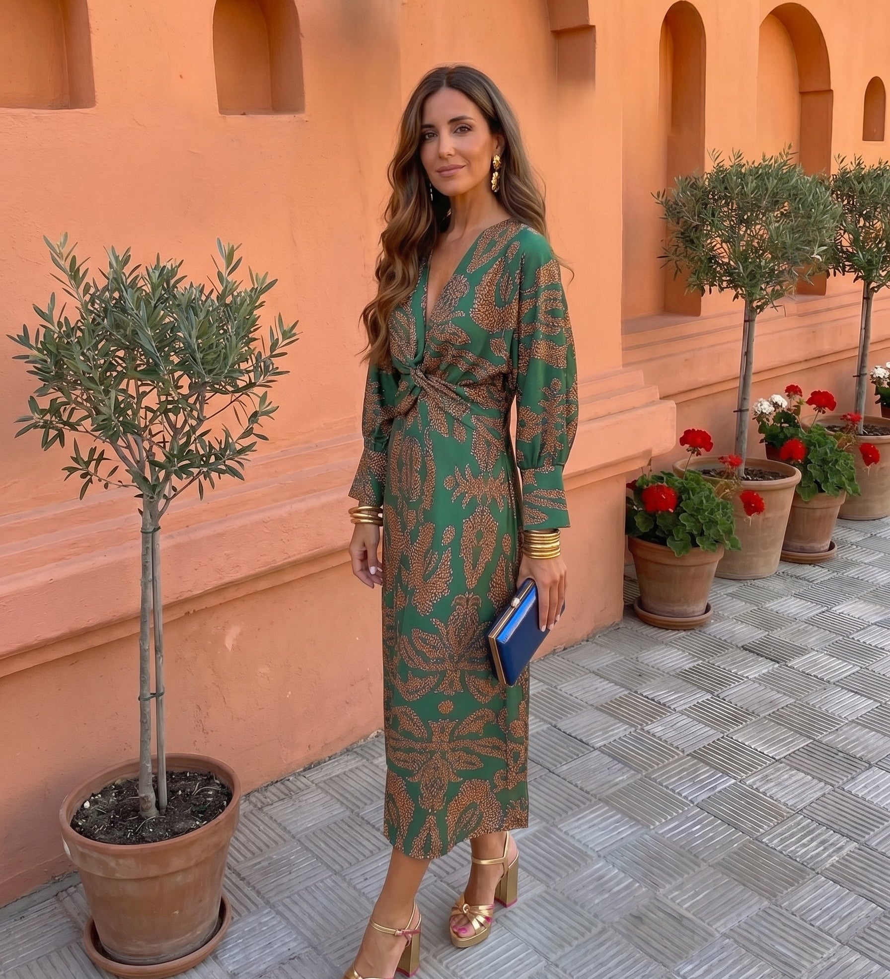 Midi dress with print