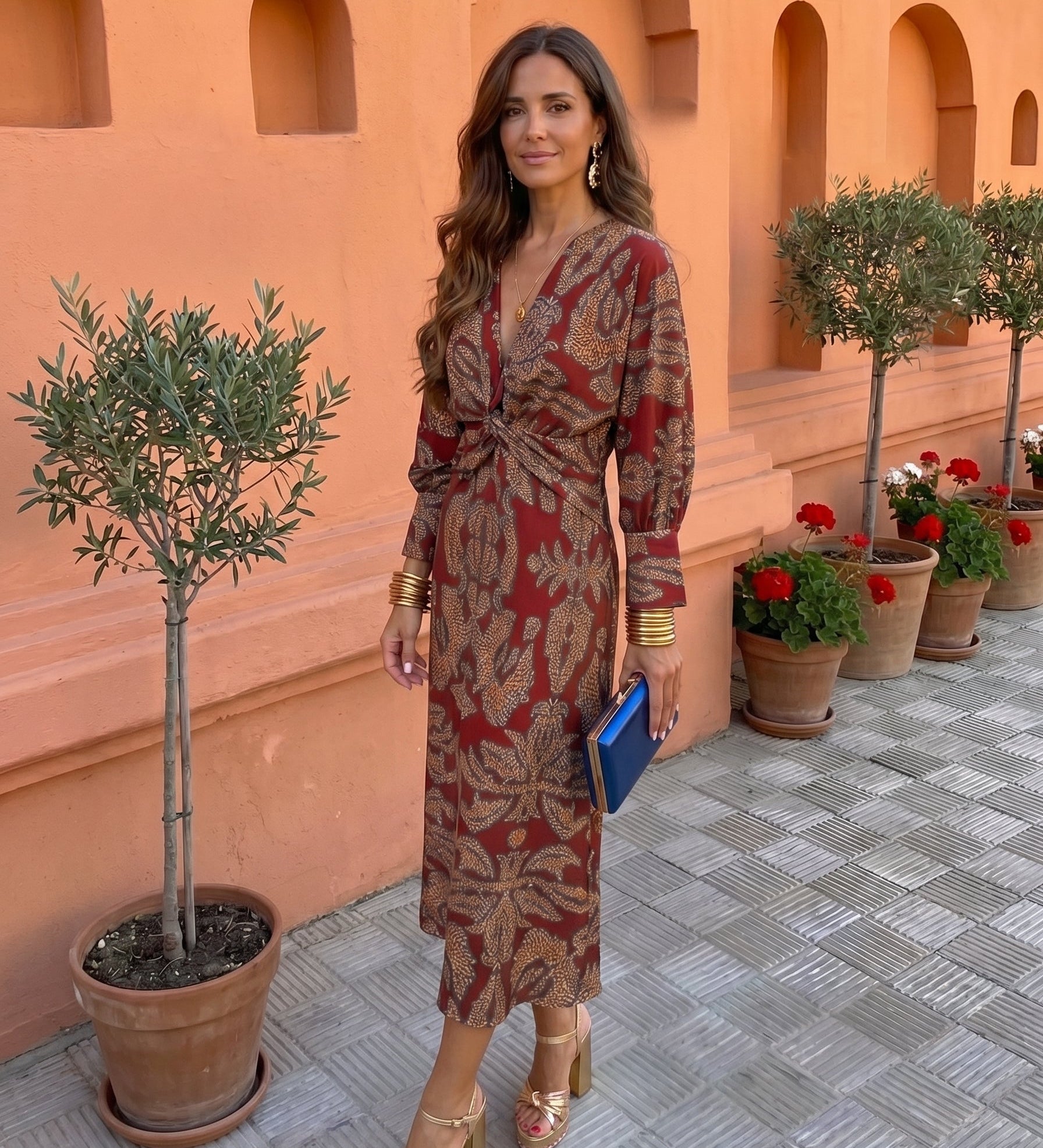 Midi dress with print