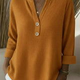 Lucia | Textured Henley T-Shirt with Buttons