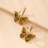 Gold Multicoloured Butterfly Hoop Earrings